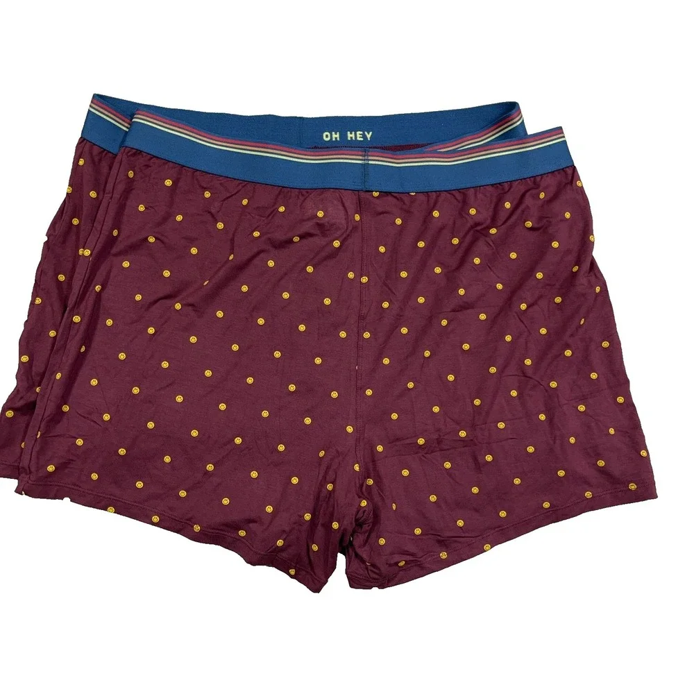 Marine Layer Mens Best Ever Boxer Briefs Sz XXL 2XL Burgundy Smile Face Lot of 2